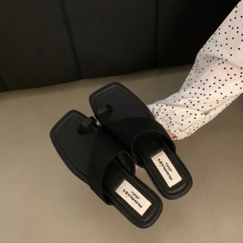 Fashion 2024 Shoes for Women Slippers Basic Ring Women's Summer Retro New Peep Toe Solid Daily Casual Flat Sandals