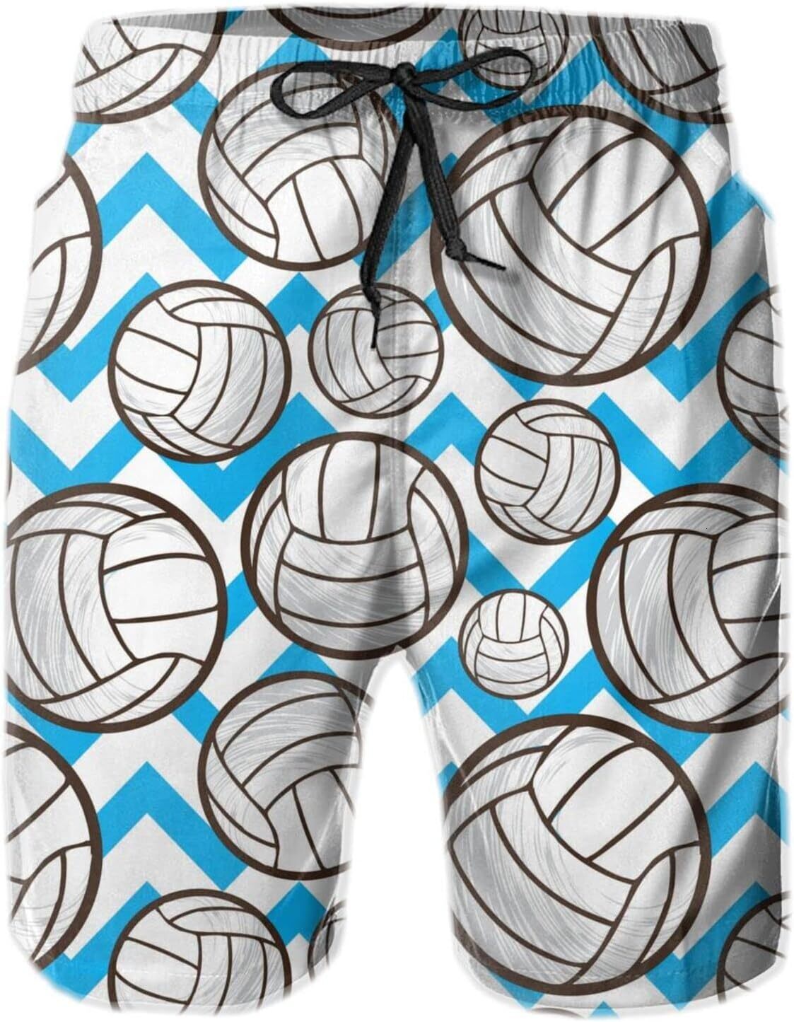 Mens Shorts 3D Printed Pattern Cartoon Volleyball Swim Trunks Quick Dry Casual Beach Board Swimwear