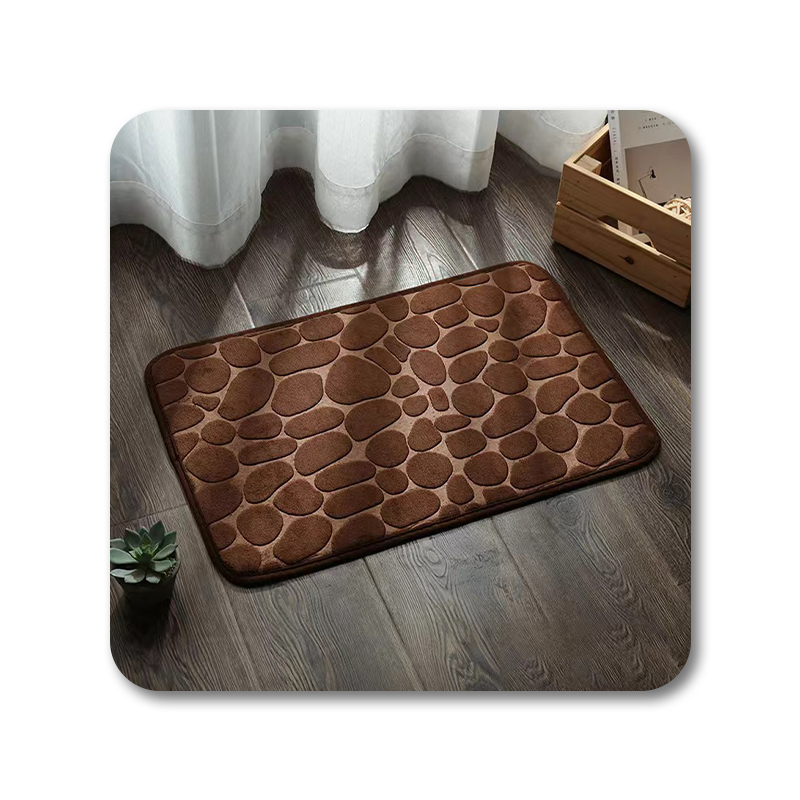 Bath Mats Cobblestone Embossed Mat Non-slip Carpets Water Absorption Washable Bathtub Floor Rug Shower Doormat Bathroom Decor Brown