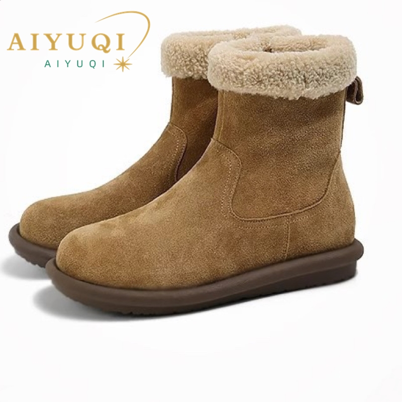 Women's AIYUQI Snow 2024 New Flat Non-slip Women Ankle Warm Winter Shoes Female Boots 054b