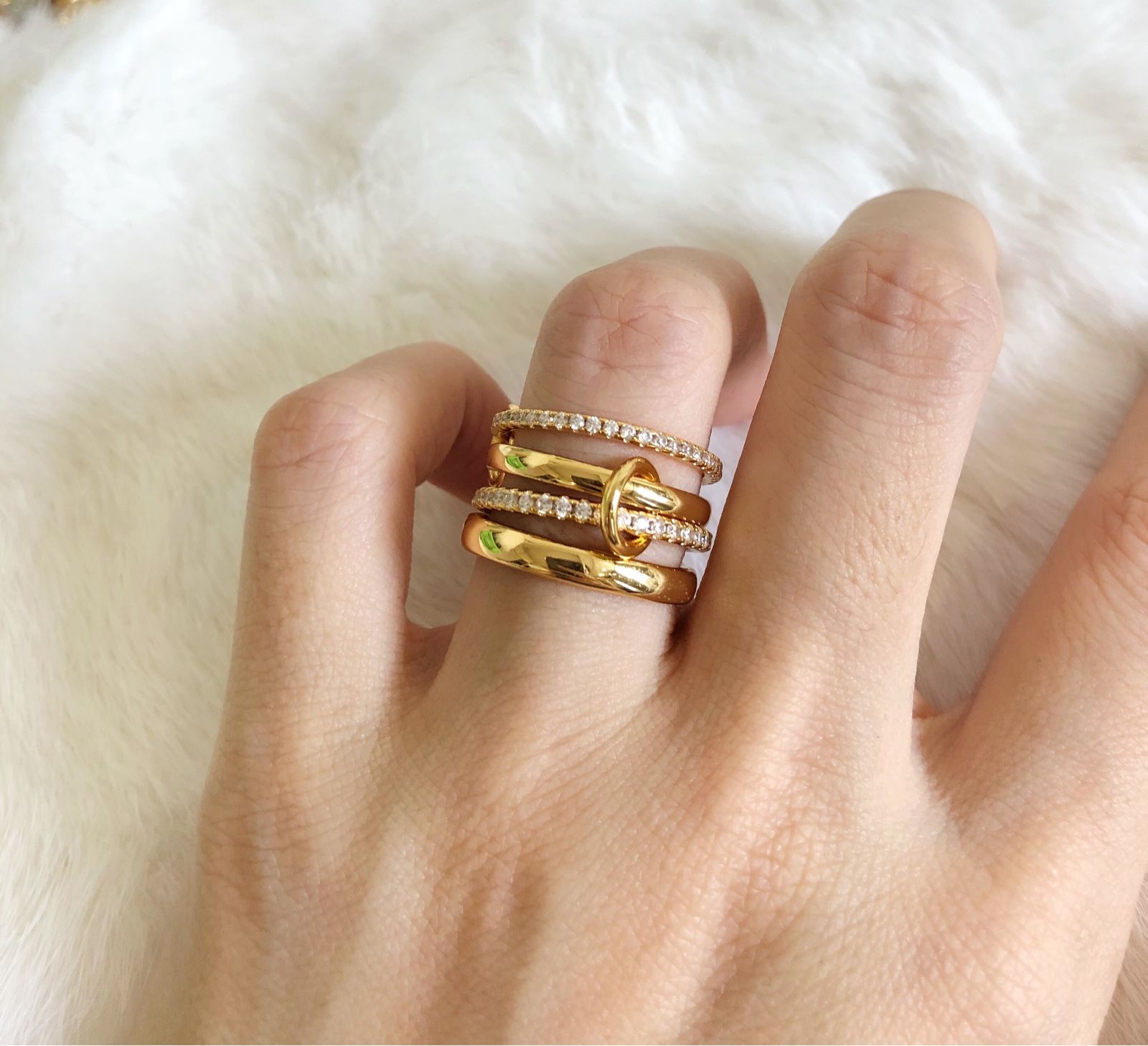 Stacking K gold Four piece Rings for women men spinelli kilcol rings with Dia Ring overlapping designer jewelry Open ring average size