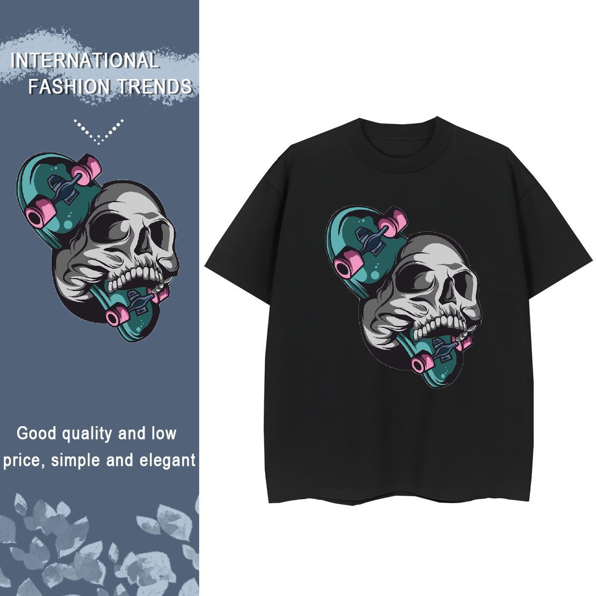 Designer T Shirts Women 100% Cotton 230g Round Neck Short Sleeve High Street Hip Hop skull Women Tees Brand Anime Print Tee Shirt
