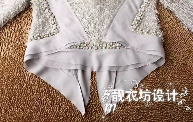 Top End Women Fashion Handmade Beading Coarse Tweed Short Coat Elegant Lady All Match Oneck Slim Cardigan Jacket 240226