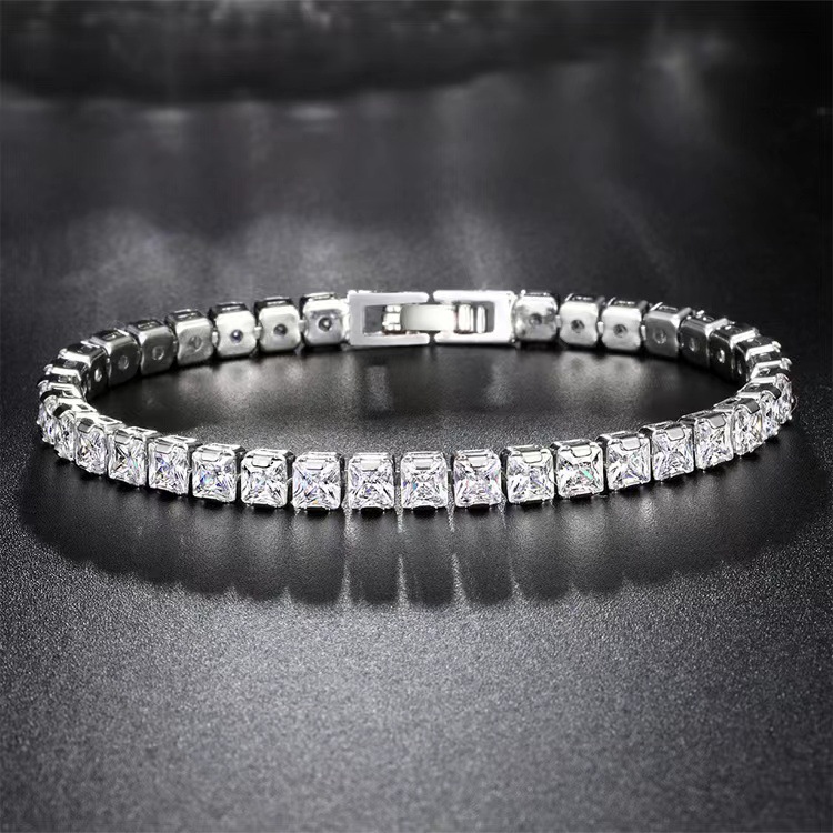 Iced Out Chain Tennis Bracelets CZ Bling Cubic Zirconia Mens Hip Hop Jewelry Blue Green Silver Rose Gold 4mm Round Full Diamond