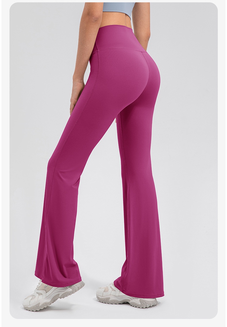 women-1961 Fitness Gym Women Yoga Pants Elastic Wide Leg Flare Leggings High Waist Bell Botton Pants