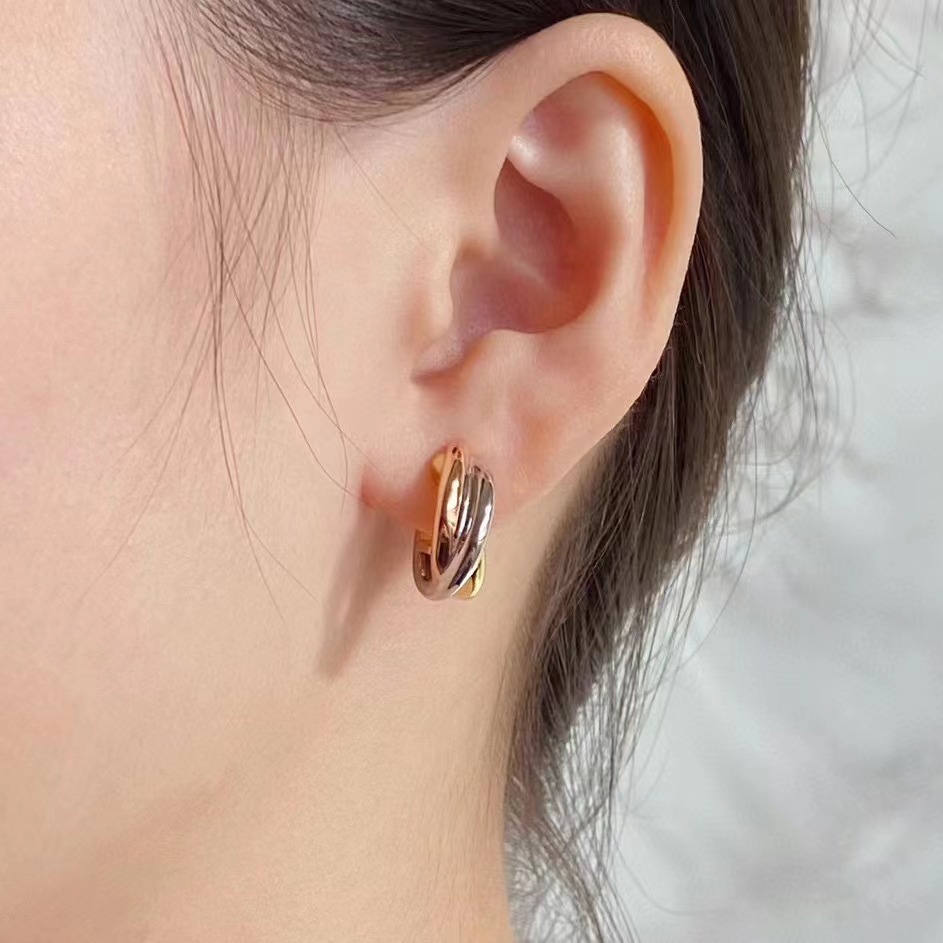 Earring Designer For Women 925 Sterling Silver French Three Ring Colorful Wrapped Earrings With Gift