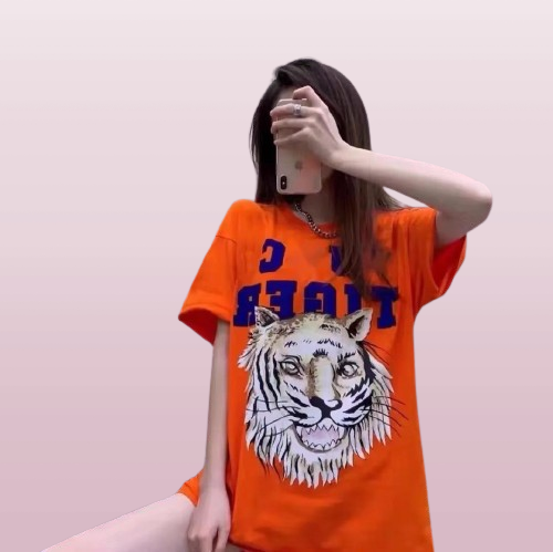 mens tiger designer t shirt spring and summer tide letter animal print couples round neck loose tops for men women plus size