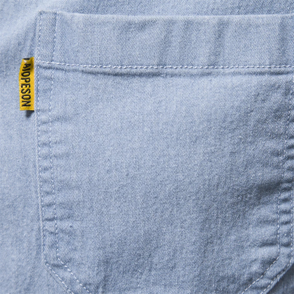 AIOPESON Autumn Cotton Mens Denim Shirt Solid Color Single Pocket Casual Long Sleeve Jeans for Men 240227