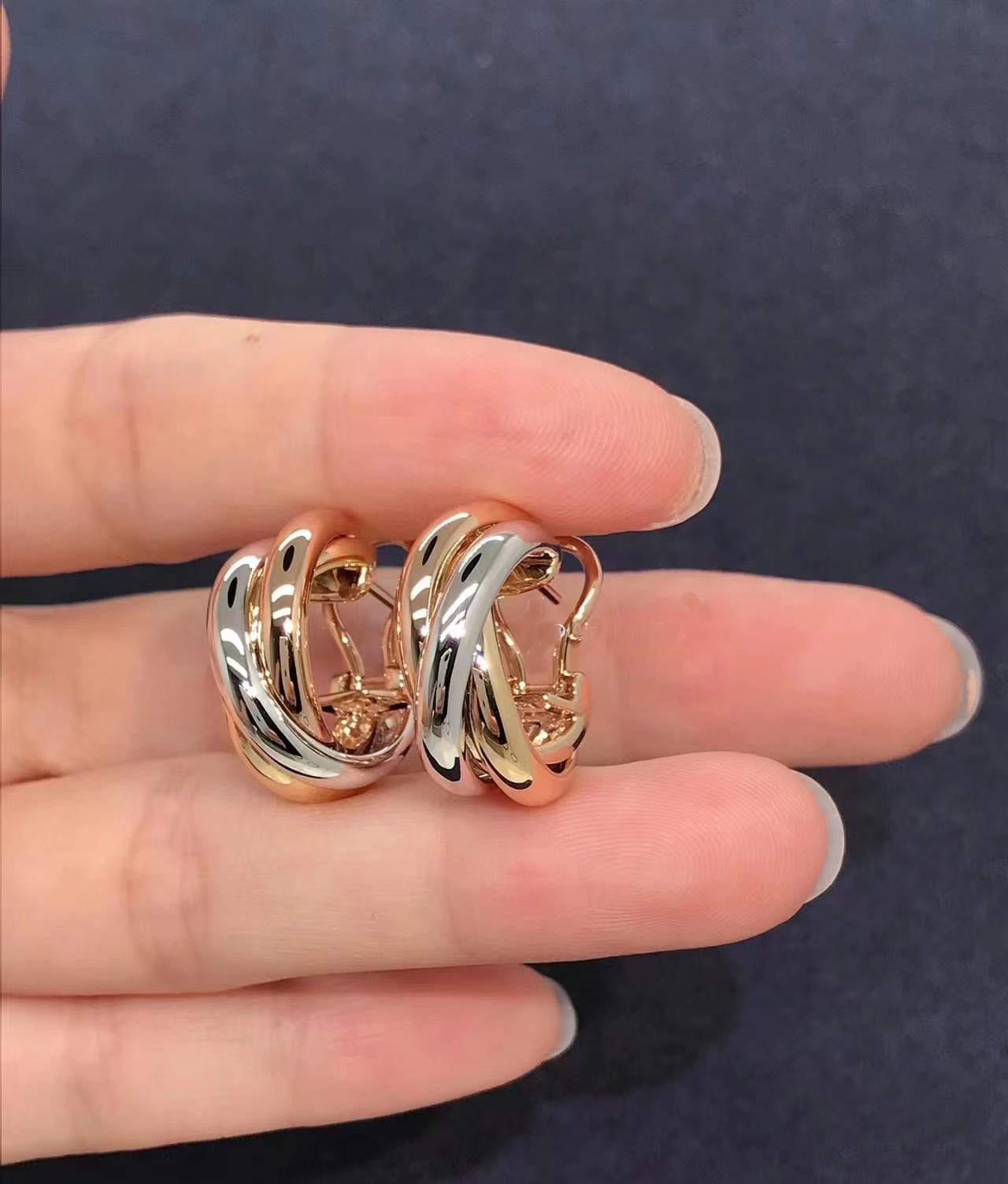 Earring Designer For Women 925 Sterling Silver French Three Ring Colorful Wrapped Earrings With Gift