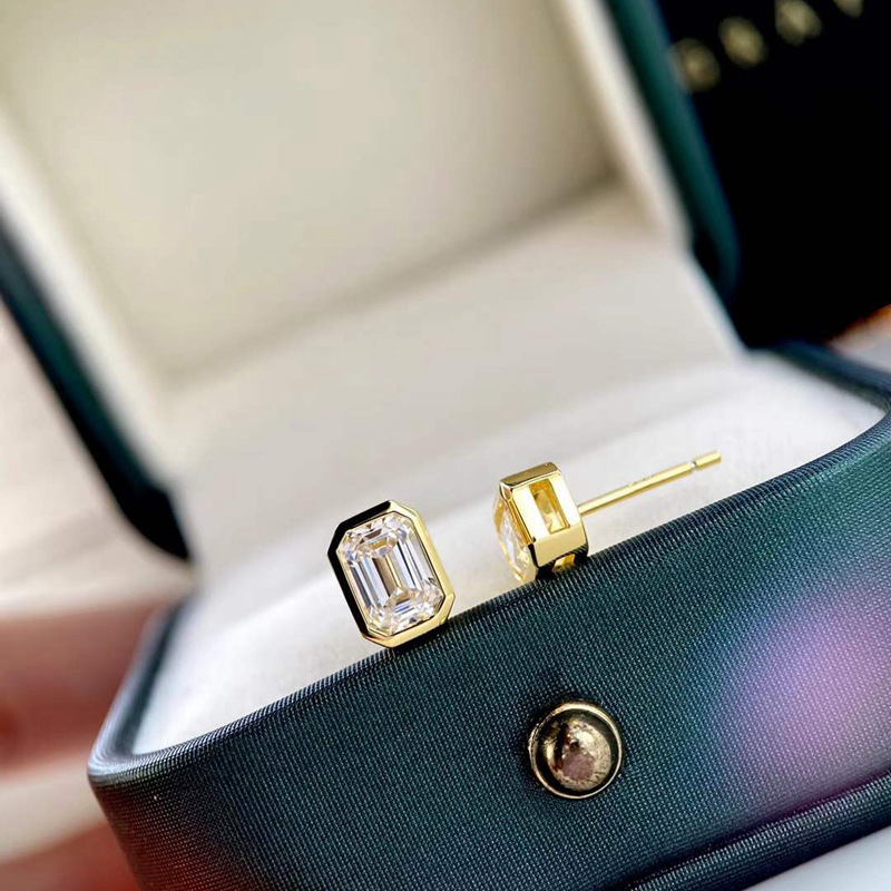 2024 Simple Fashion Stud Earrings Jewelry 925 Sterling Silver Rose Gold Fill Princess Cut 3A Cubic Zircon CZ Diamond Party Elegant Women Earring G