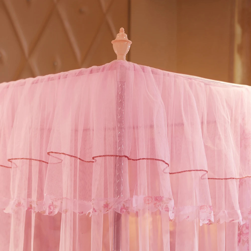 Romantic Mosquito Net Bed Canopy Princess Queen Mosquito Bedding Net Bed Tent Four Posters Floor-Length Curtain Tent Mesh 1.5x2m 240228