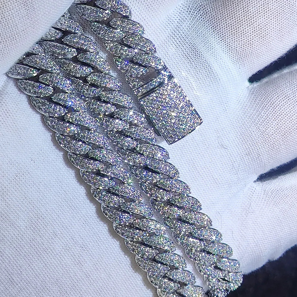 10mm CZ Stone cuban link chain Silver Gold Plated Iced Out Miami Cuban Chain Necklace for Men Women 240226