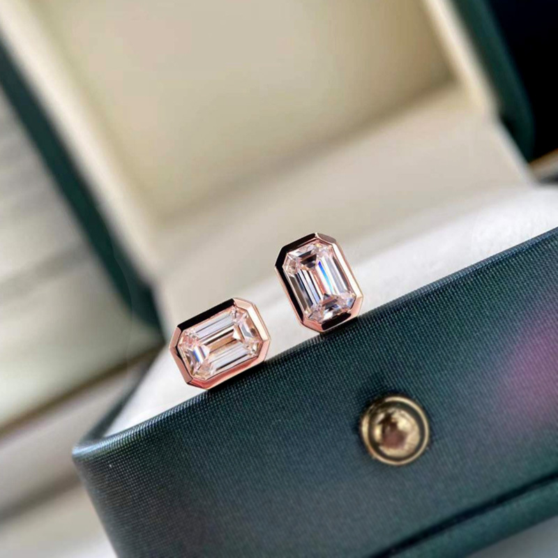2024 Simple Fashion Stud Earrings Jewelry 925 Sterling Silver Rose Gold Fill Princess Cut 3A Cubic Zircon CZ Diamond Party Elegant Women Earring G