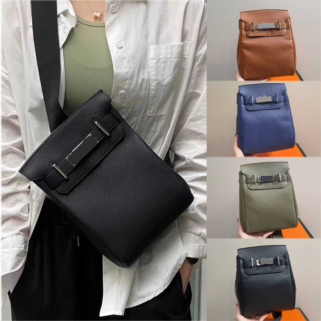 Leather Cross Body Bag unisex HAC A DOS Soft Real Leather Messenger Chest Bags Luxury Designer Flap Purses Shoulder Bag Travel Backpack 240315
