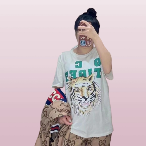 mens tiger designer t shirt spring and summer tide letter animal print couples round neck loose tops for men women plus size