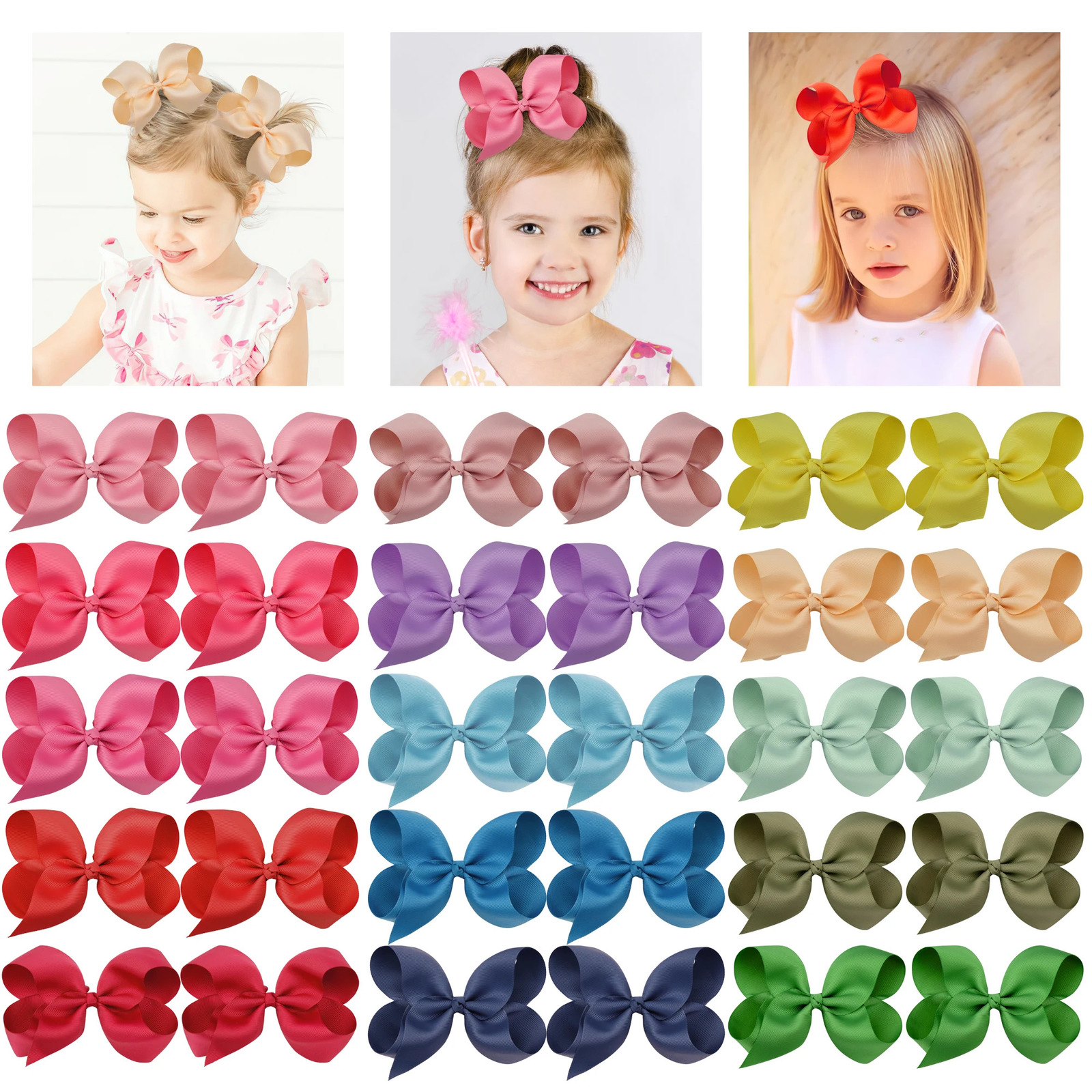 24 Pcs 6 Inch Hair Bows for Girls Big Grosgrain Girls 6 Hair Bows Alligator Clips For Teens Kids Toddlers 240223