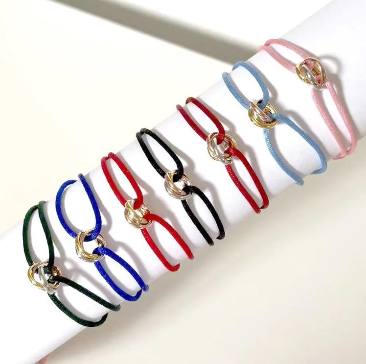 Mens womens designer Fashion bracelet 316L Stainless Steel Trinity ring string Bracelet three Rings hand strap couple bracelets Gifts DDML