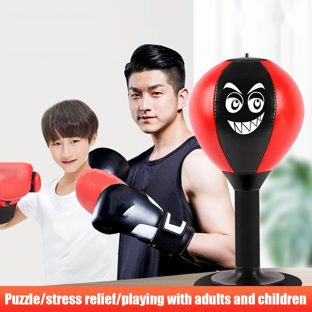 Desktop Boxing Ball Suction Cup Base Stress Relief Punching Spring Foam Set Easy Installation Inflatable for Fitness Equipment 240226