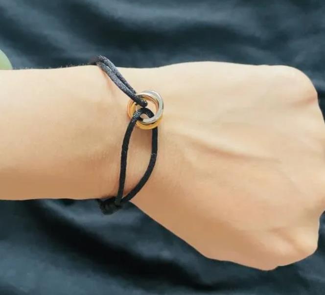 Mens womens designer Fashion bracelet 316L Stainless Steel Trinity ring string Bracelet three Rings hand strap couple bracelets Gifts DDML