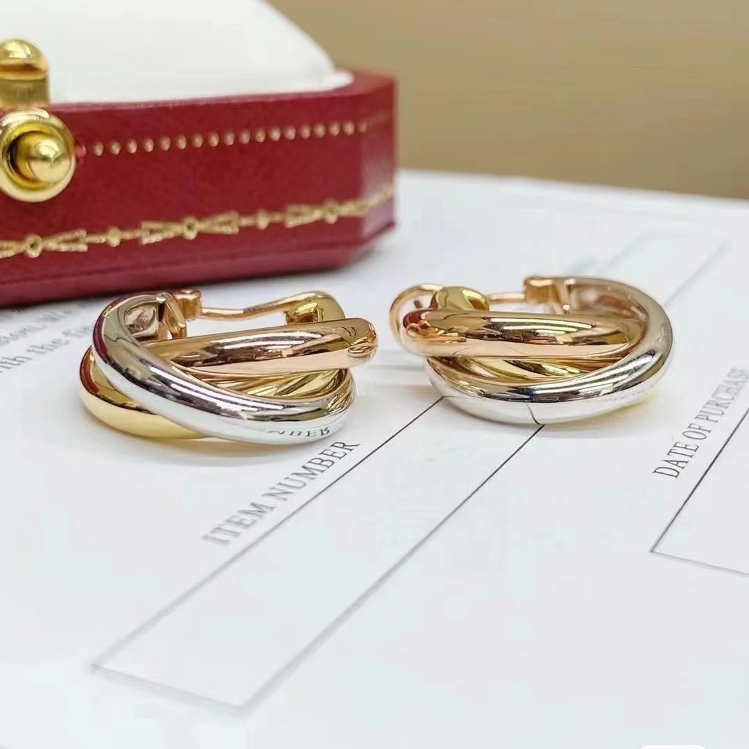 Earring Designer For Women 925 Sterling Silver French Three Ring Colorful Wrapped Earrings With Gift
