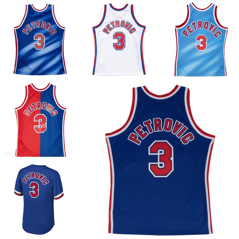 Stitched basketball Jersey Drazen Petrovic 1990-91 92-93 mesh Hardwoods classic retro jersey Men women Youth S-6XL white blue