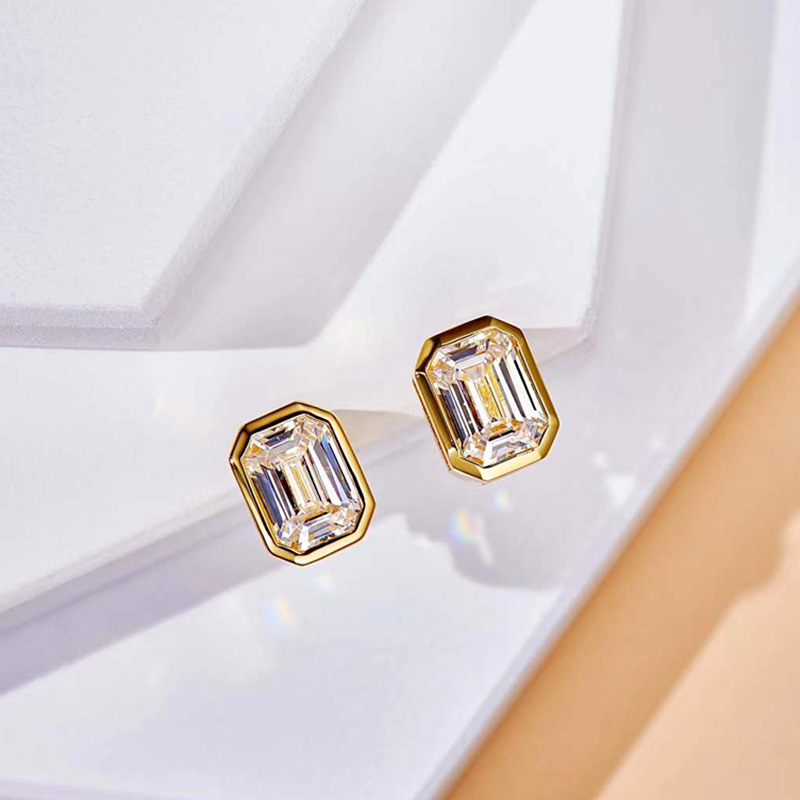 2024 Simple Fashion Stud Earrings Jewelry 925 Sterling Silver Rose Gold Fill Princess Cut 3A Cubic Zircon CZ Diamond Party Elegant Women Earring G
