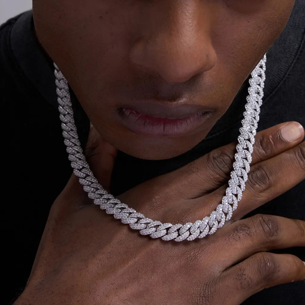 10mm CZ Stone cuban link chain Silver Gold Plated Iced Out Miami Cuban Chain Necklace for Men Women 240226