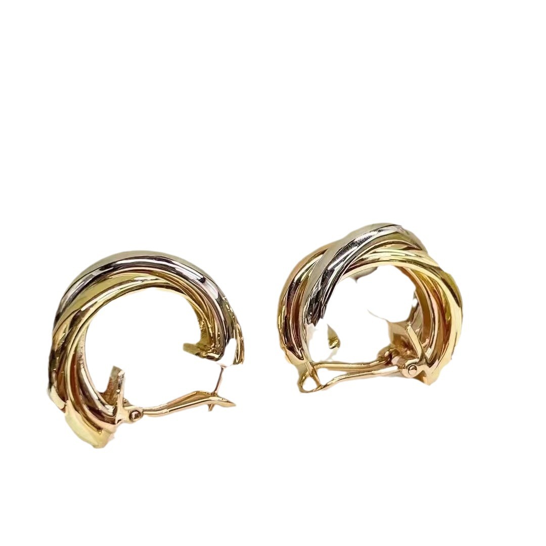 Earring Designer For Women 925 Sterling Silver French Three Ring Colorful Wrapped Earrings With Gift