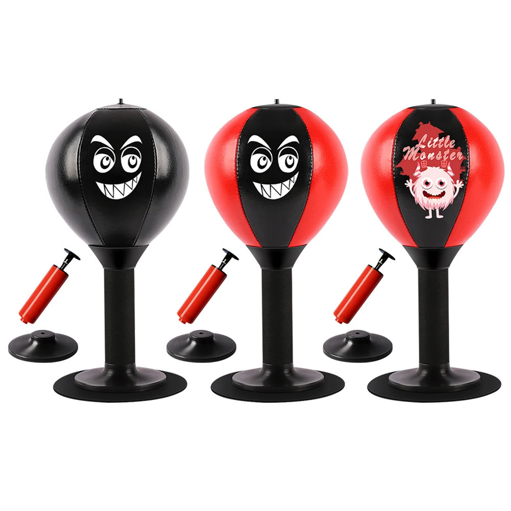 Desktop Boxing Ball Suction Cup Base Stress Relief Punching Spring Foam Set Easy Installation Inflatable for Fitness Equipment 240226