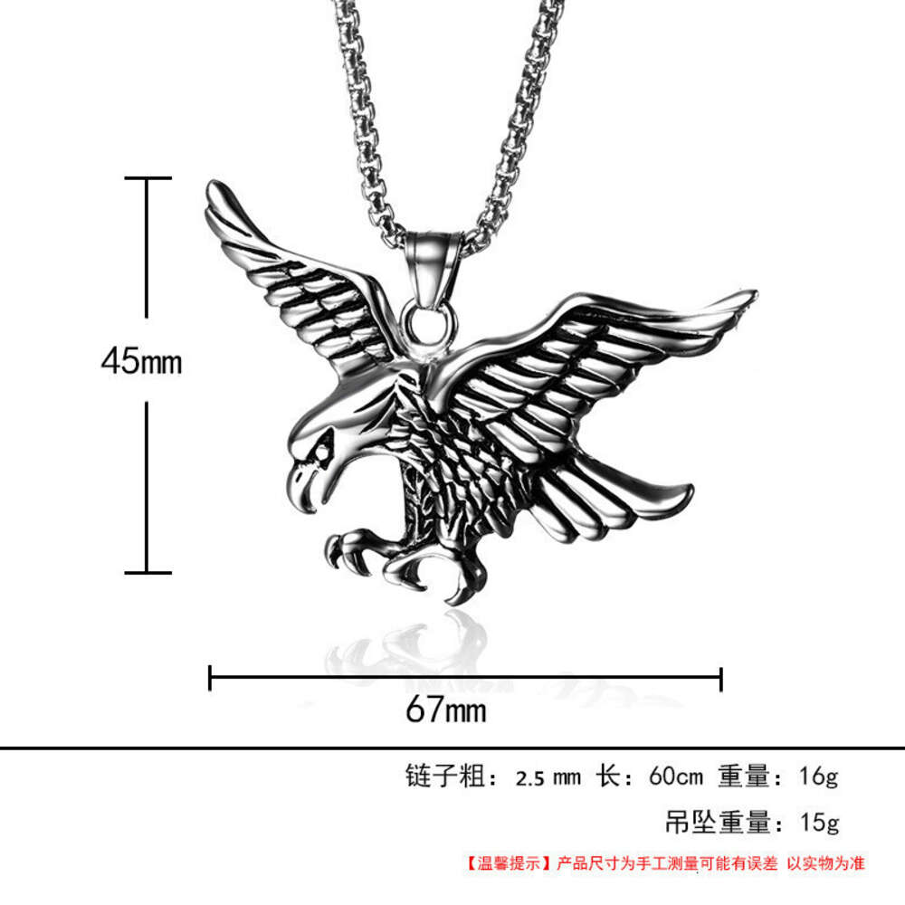 Wolf Tide Antique Silver Color Eagle Wings Pendant Necklace With Titanium Stainless Steel Chain Men's Gold Fashion Jewelry Hiphop Rock Jewelry Wh