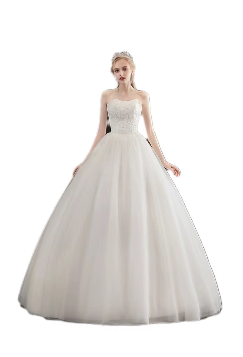 2024 New Summer and Autumn Bra Wedding Dress Fashionable and Simple Korean Lace Princess Fairy Soft Women's Soft Wedding Dress