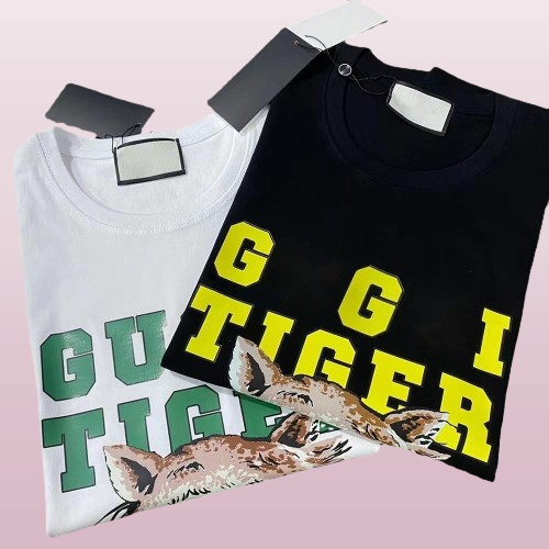 mens tiger designer t shirt spring and summer tide letter animal print couples round neck loose tops for men women plus size