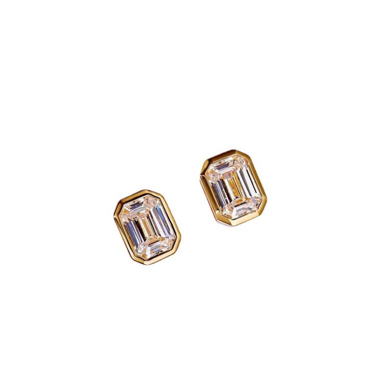 2024 Simple Fashion Stud Earrings Jewelry 925 Sterling Silver Rose Gold Fill Princess Cut 3A Cubic Zircon CZ Diamond Party Elegant Women Earring G