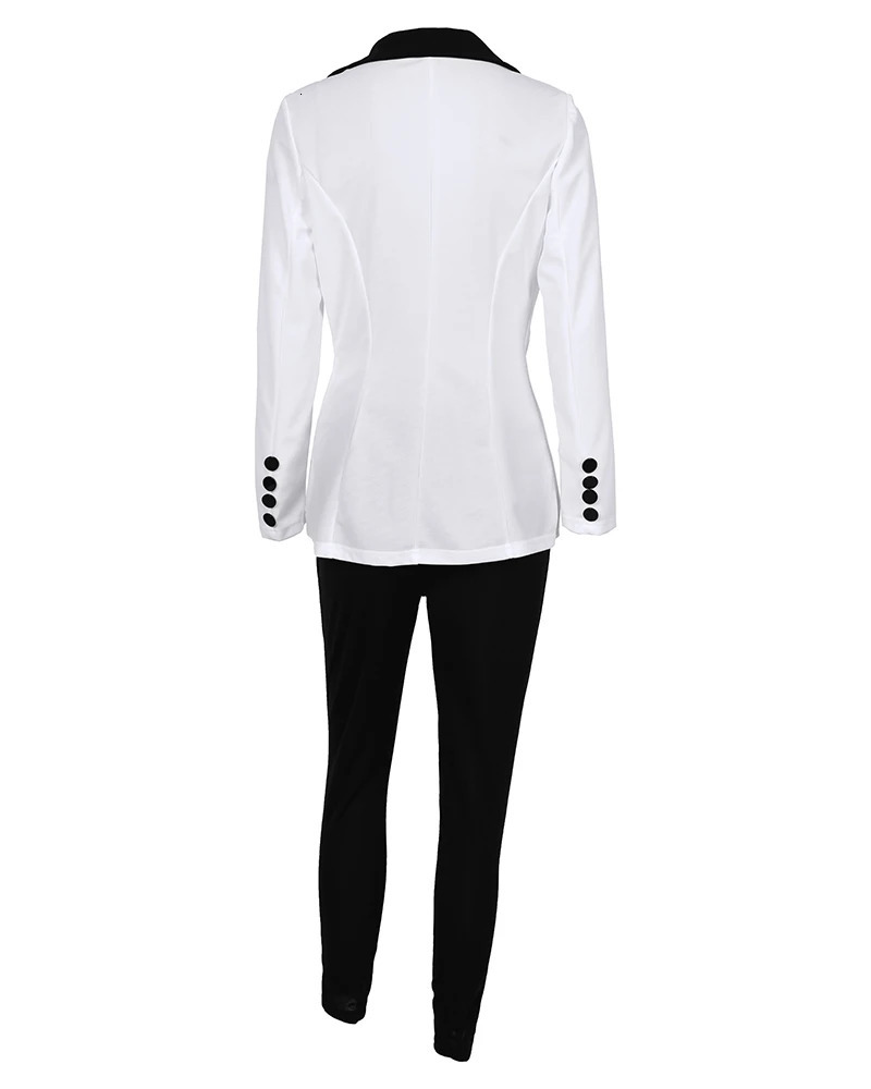 Womens Formal 2Piece Office Tracksuits Ladies Outfits Lapel Collar Double Breasted Blazer Suit Pants Set Female 240226wtt