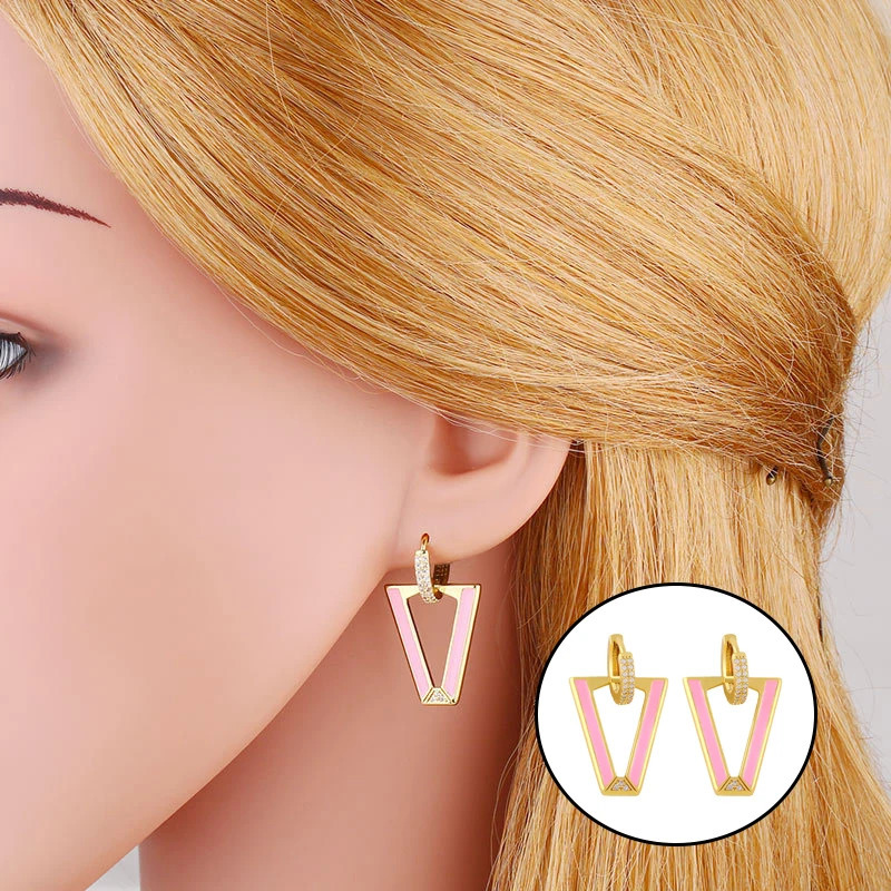Y2K Fashion Simple Triangle Geometric Drop Earring For Women Korean Candy Color Dripping Oil Ear Ring Trendy Party Jewelry Gifts 240227