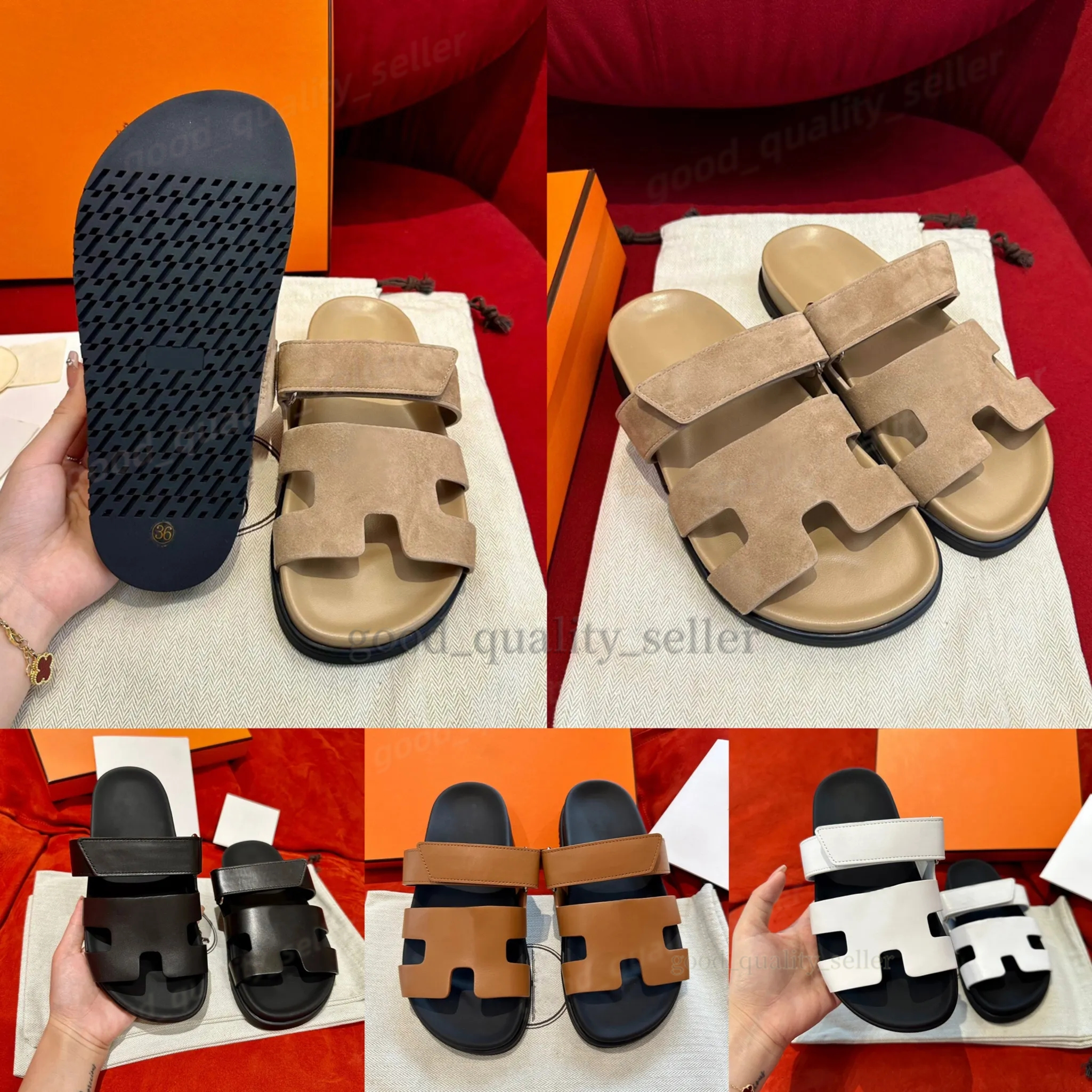 Designer Slide Slippers Beach Classic Flat Sandals Slide Luxury Summer Lady Leather Flip Flops Top Quality Men Women Slides 48 hours delivery Size 35-45