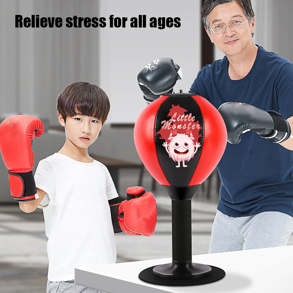 Desktop Boxing Ball Suction Cup Base Stress Relief Punching Spring Foam Set Easy Installation Inflatable for Fitness Equipment 240226