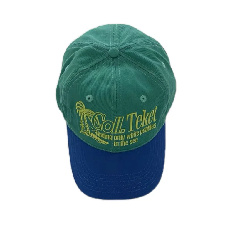 Niche Color Matching Baseball Cap Korean Coconut Tree Retro College Womens Hats Couple Casual Caps Summer Outdoor Sun Hat Men 240220