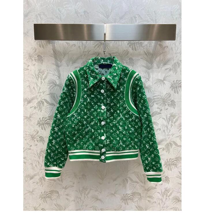 Women's Jackets Green Letter Luxury Long Sleeve Designer Jacket Fashion Button Patchwork Loose Coat