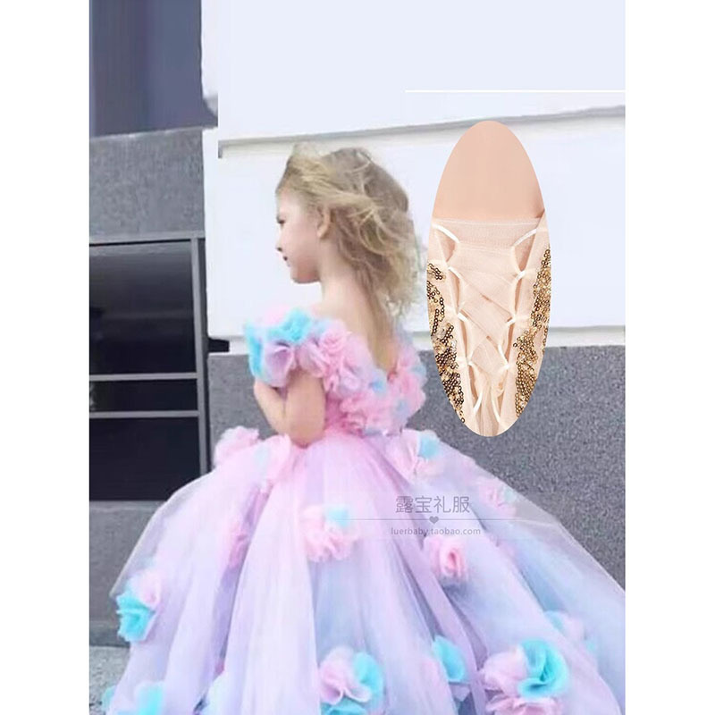 Peach Flower New Girl Dress Lilac Ivory Tulle Lace Ballgown First Communion Gown Little Kid Infant Toddler Christening Baptism Junior Bridesmaid Weddi