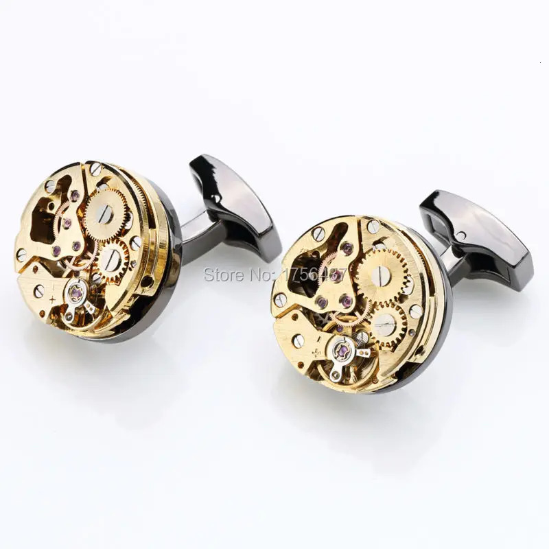 est Watch Movement Cufflinks for immovable Stainless Steel Steampunk Gear Watch Mechanism Cuff links for Mens Relojes gemelos 240301