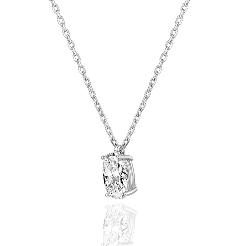 2024 Choucong Solitaire Pendant Simple Fashion Jewelry 925 Sterling Silver Oval Cut White 5A Cubic Zircon CZ Diamond Gemstones Party Elegant Clavicle 