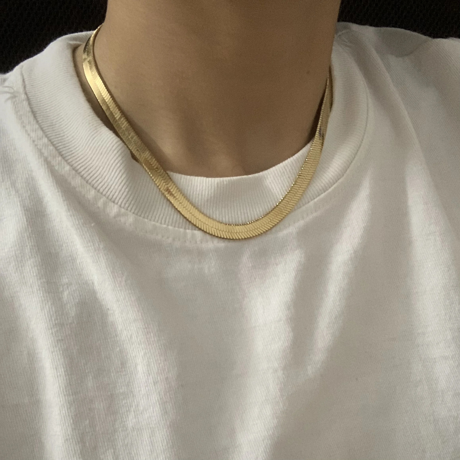 3457MM Wide Flat Herringbone Necklace For Women Men Snake Bone Chain Chokers Gold Color Vintage Miami Korean Jewelry Gifts 240229