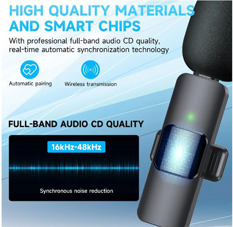 2.4GHZ Wireless Lavalier Microphone Portable Audio Video Recording Mini Mic with quality materisls and smart chips( Noise cancelling) - view 4