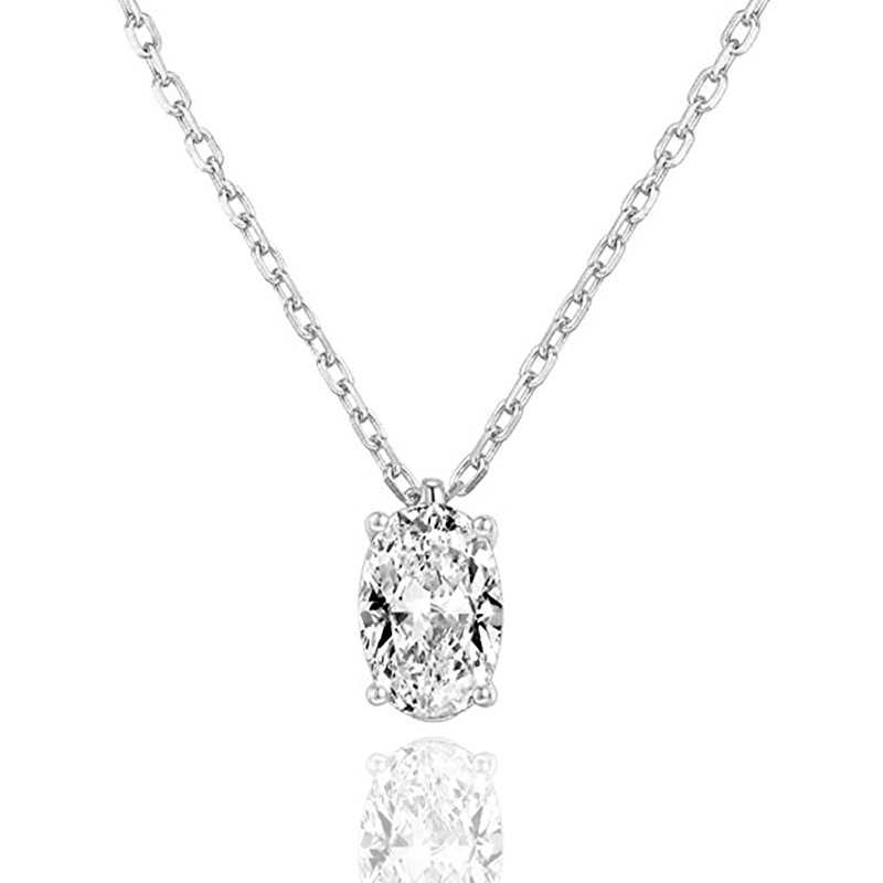 2024 Choucong Solitaire Pendant Simple Fashion Jewelry 925 Sterling Silver Oval Cut White 5A Cubic Zircon CZ Diamond Gemstones Party Elegant Clavicle 