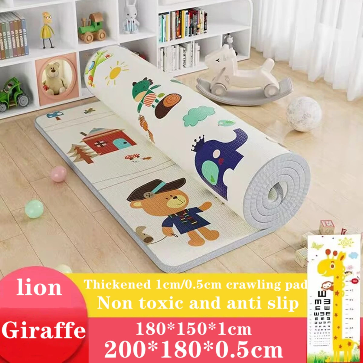 200180cm Baby Crawling Play Mats Thicken 1cm05cm Folding Mat Carpet for Childrens Safety Rug Toys Gift Have Creases 240223 S25414