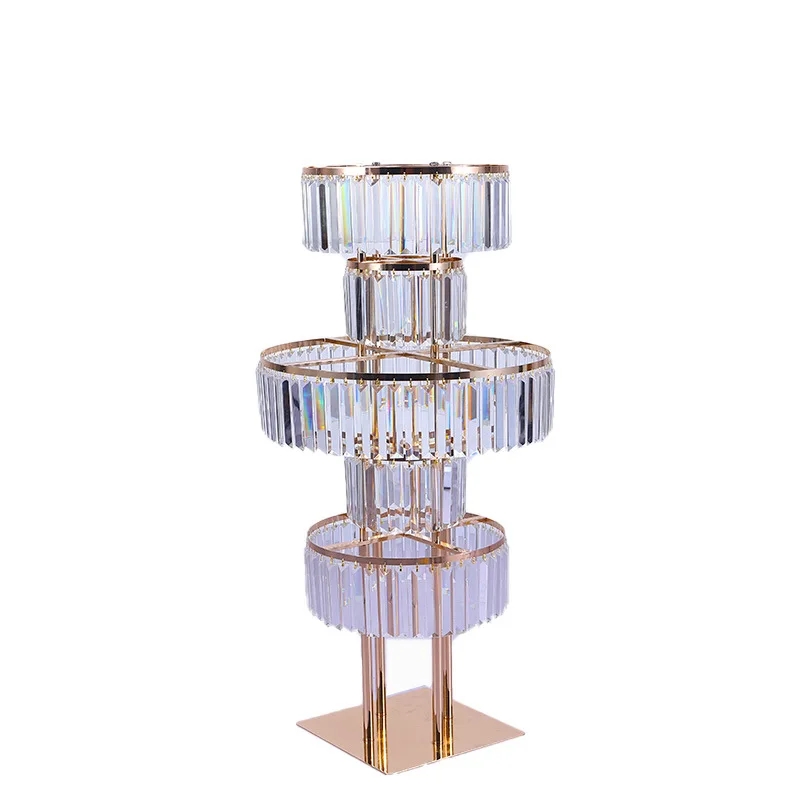 4 PCS Flower Rack Crystal Road Lead 39 Inches Flowers Stand 5 Ties Acrylic Wedding Table Centerpiece For Event Party Decoration