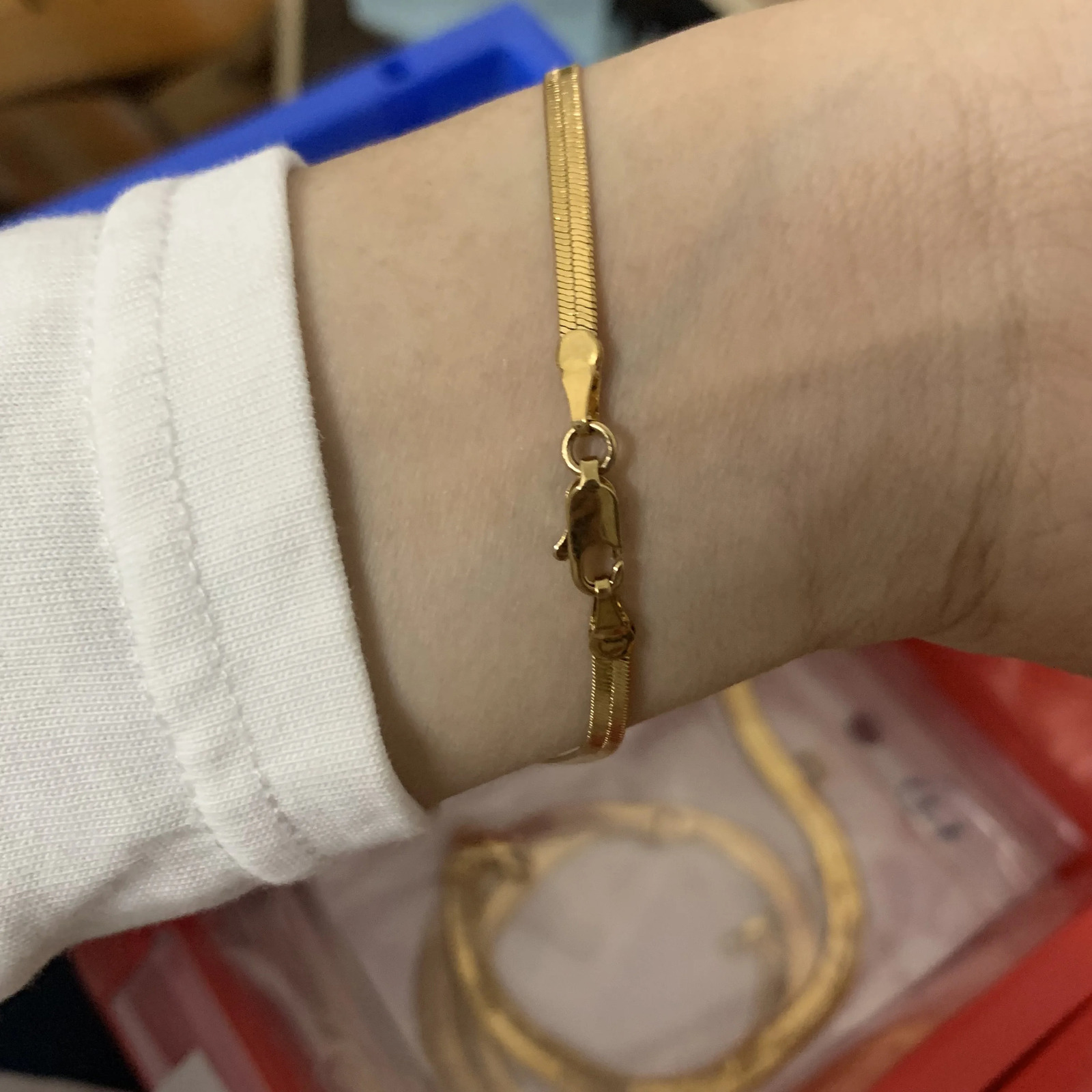 3457MM Wide Flat Herringbone Necklace For Women Men Snake Bone Chain Chokers Gold Color Vintage Miami Korean Jewelry Gifts 240229