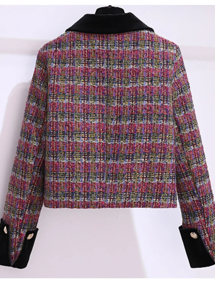 Autumn French Retro Two Piece Set For Womens Outfit Office Ladies Elegant Vintage Tweed Coatsstraped Black Velvet Dresses Sets 240223