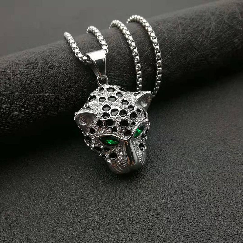 Hip Hop Leopard Head Pendant Necklace Cool Men Gift Titanium Steel 18K Gold Plated Rap Jewelry